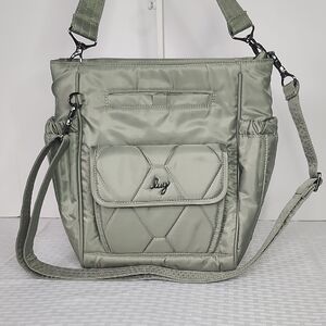 Lug Quilted Crossbody Bag Toss in sage green